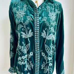 Johnny Was embroidered velvet top S/M